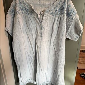 Johnny Was Blue Embroidered Tunic